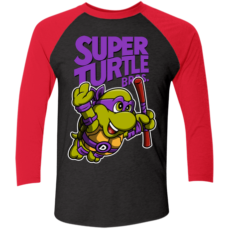 T-Shirts Vintage Black/Vintage Red / X-Small Super Turtle Bros Donnie Triblend 3/4 Sleeve