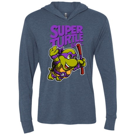 T-Shirts Indigo / X-Small Super Turtle Bros Donnie Triblend Long Sleeve Hoodie Tee