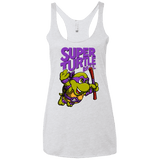 T-Shirts Heather White / X-Small Super Turtle Bros Donnie Women's Triblend Racerback Tank