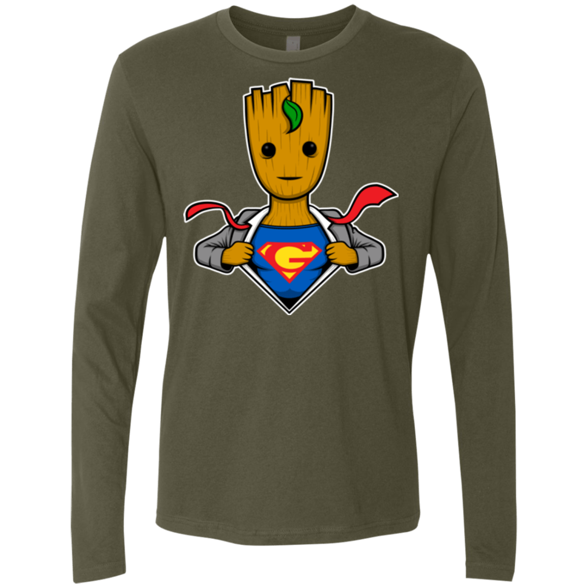 T-Shirts Military Green / Small Supergroot Men's Premium Long Sleeve