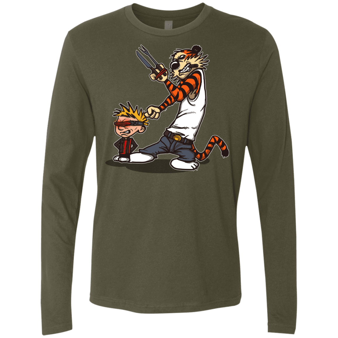 T-Shirts Military Green / S Superhero Team Men's Premium Long Sleeve