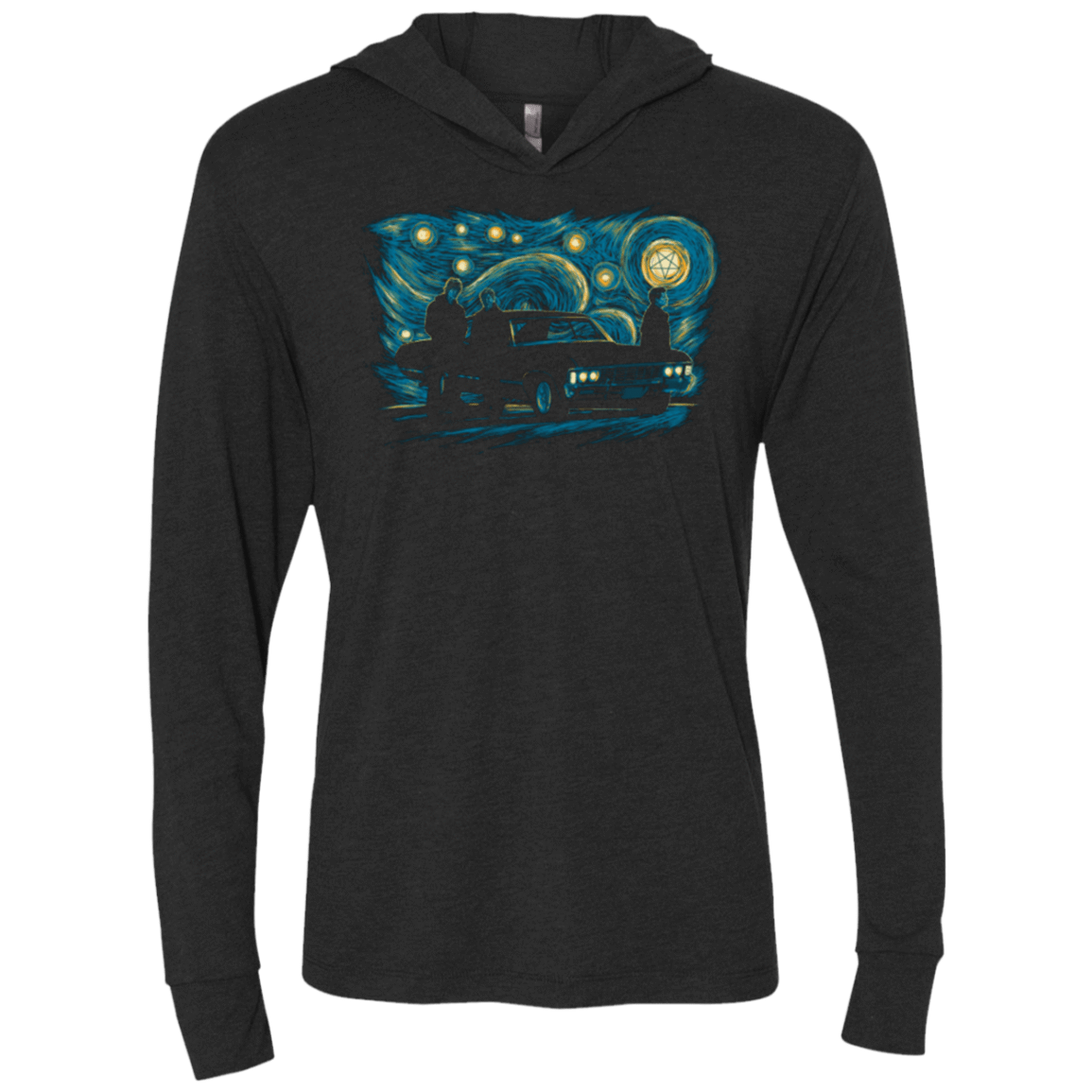 T-Shirts Vintage Black / X-Small Supernatural Night Triblend Long Sleeve Hoodie Tee