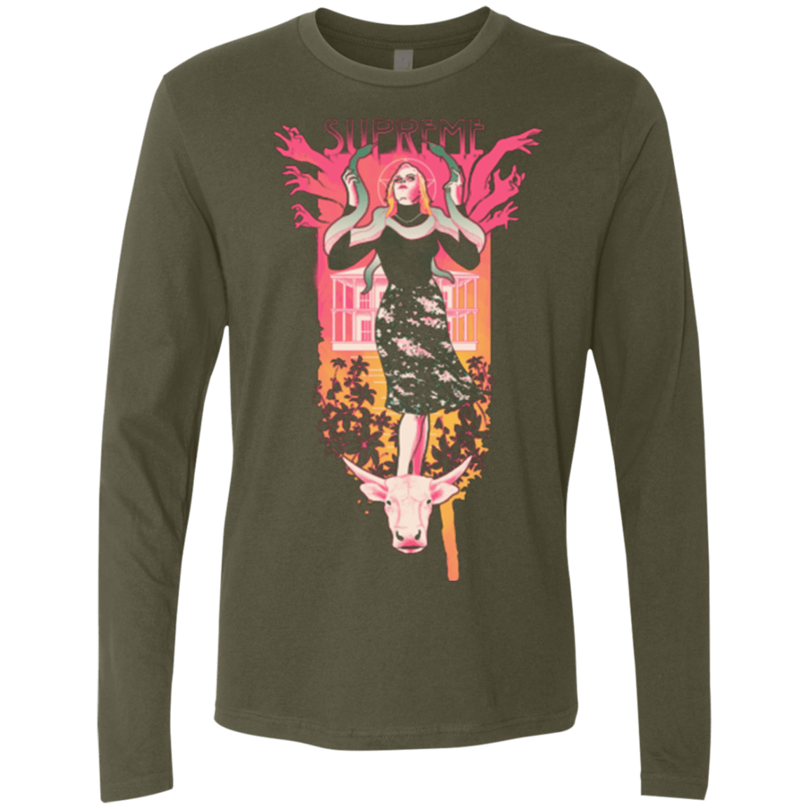 T-Shirts Military Green / Small Supreme Men's Premium Long Sleeve