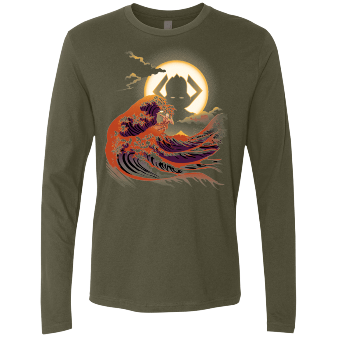 T-Shirts Military Green / Small Surfing With The Alien Men's Premium Long Sleeve