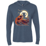 T-Shirts Indigo / X-Small Surfing With The Alien Triblend Long Sleeve Hoodie Tee