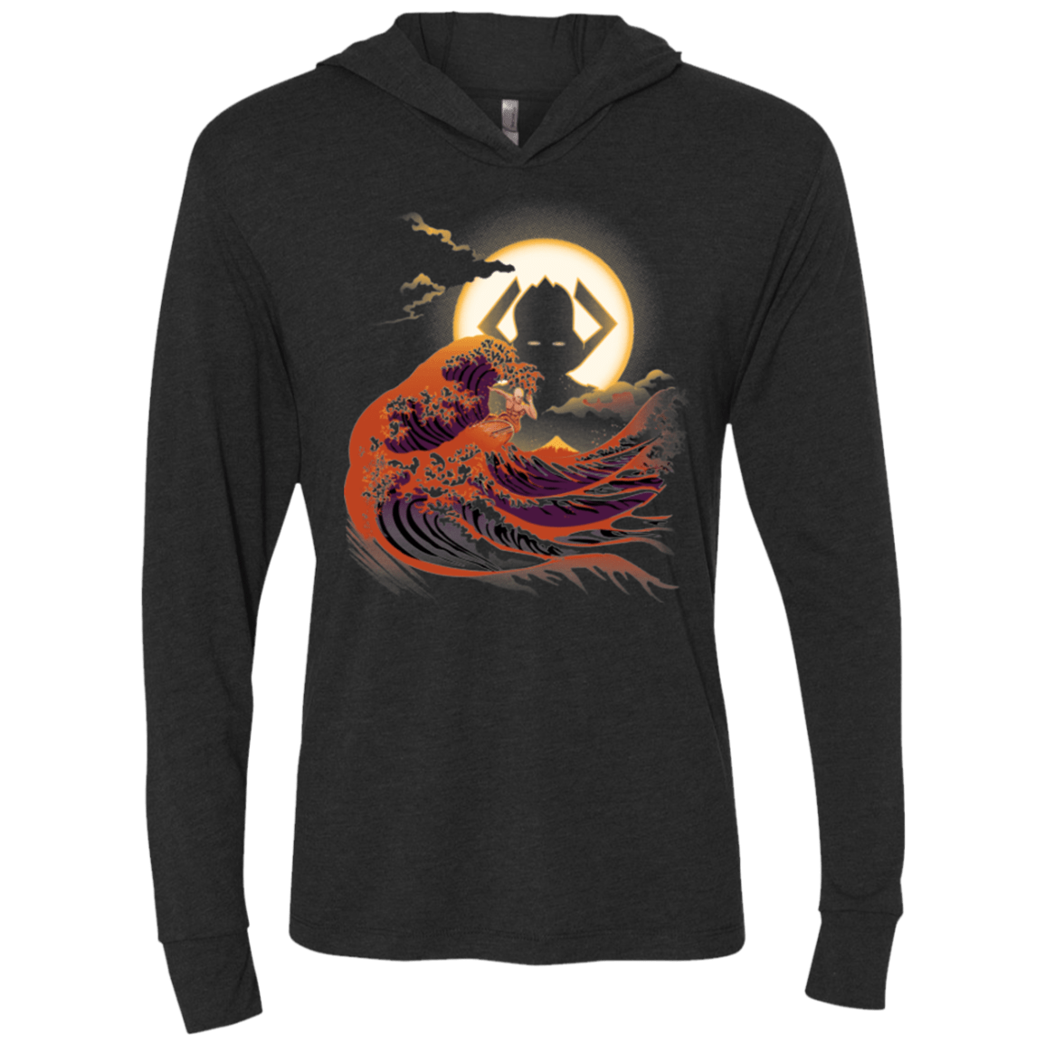 T-Shirts Vintage Black / X-Small Surfing With The Alien Triblend Long Sleeve Hoodie Tee