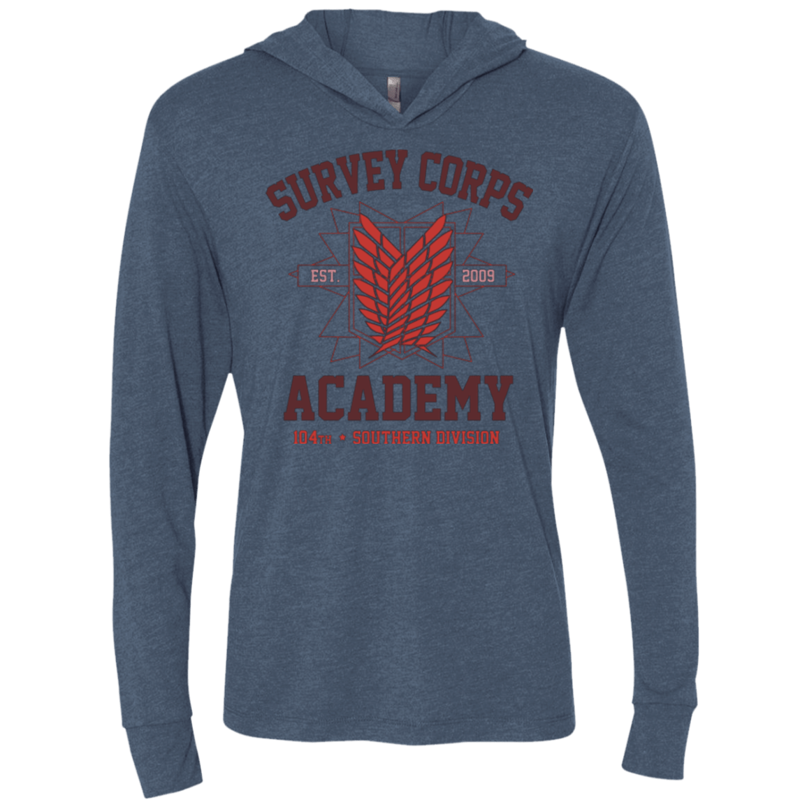 T-Shirts Indigo / X-Small Survey Corps Academy Triblend Long Sleeve Hoodie Tee