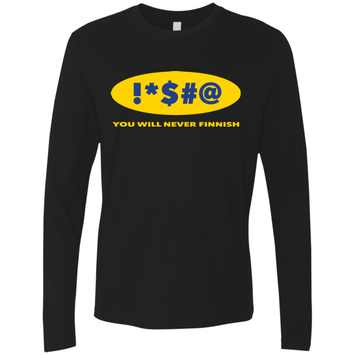 T-Shirts Black / Small Swearing Never Finnish Men's Premium Long Sleeve