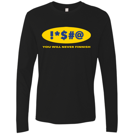 T-Shirts Black / Small Swearing Never Finnish Men's Premium Long Sleeve