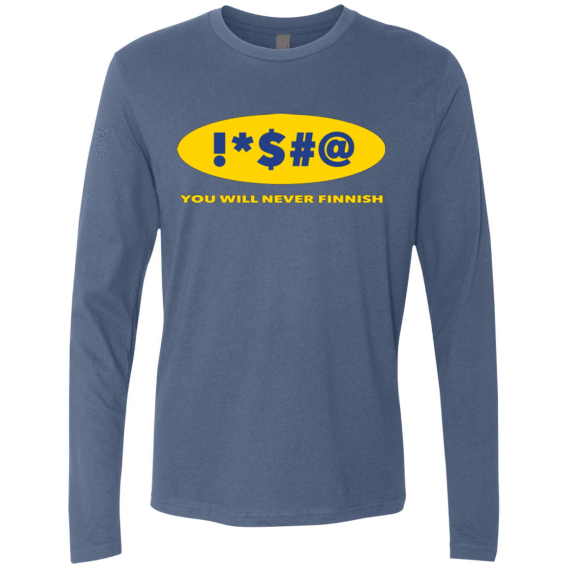 T-Shirts Indigo / Small Swearing Never Finnish Men's Premium Long Sleeve