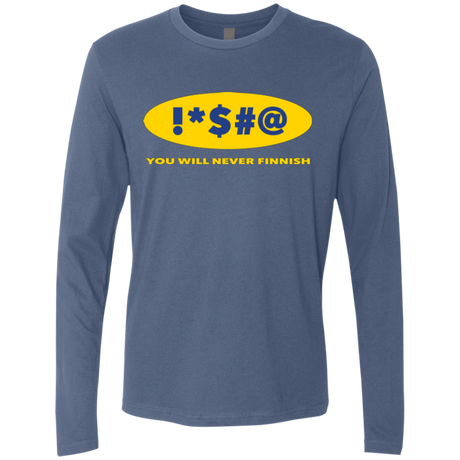 T-Shirts Indigo / Small Swearing Never Finnish Men's Premium Long Sleeve