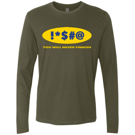 T-Shirts Military Green / Small Swearing Never Finnish Men's Premium Long Sleeve