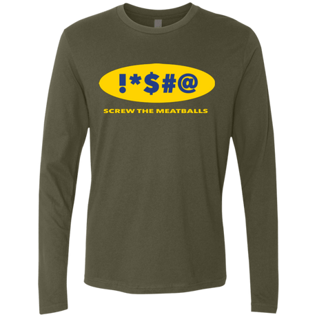 T-Shirts Military Green / Small Swearing Screw The Meatballs Men's Premium Long Sleeve