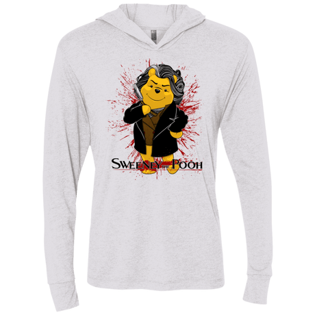 T-Shirts Heather White / X-Small Sweeney the Pooh Triblend Long Sleeve Hoodie Tee