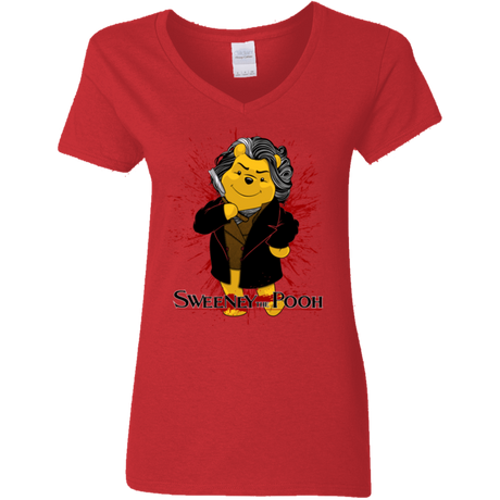 T-Shirts Red / S Sweeney the Pooh Women's V-Neck T-Shirt