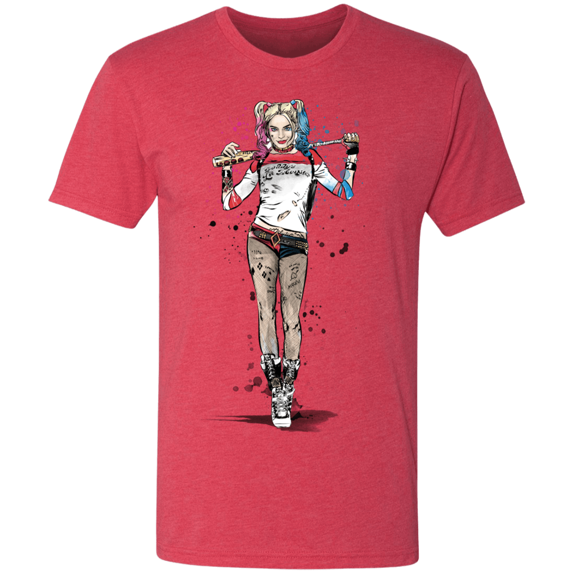 T-Shirts Vintage Red / S Sweet Crazy Girl sumi-e Men's Triblend T-Shirt