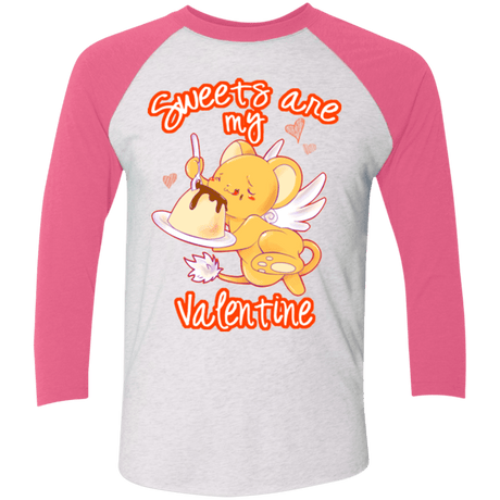 T-Shirts Heather White/Vintage Pink / X-Small Sweets are my Valentine Triblend 3/4 Sleeve