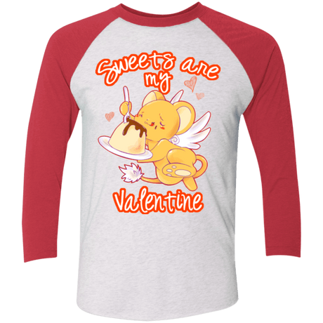 T-Shirts Heather White/Vintage Red / X-Small Sweets are my Valentine Triblend 3/4 Sleeve