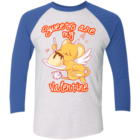 T-Shirts Heather White/Vintage Royal / X-Small Sweets are my Valentine Triblend 3/4 Sleeve