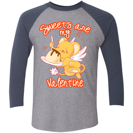 T-Shirts Premium Heather/ Vintage Navy / X-Small Sweets are my Valentine Triblend 3/4 Sleeve