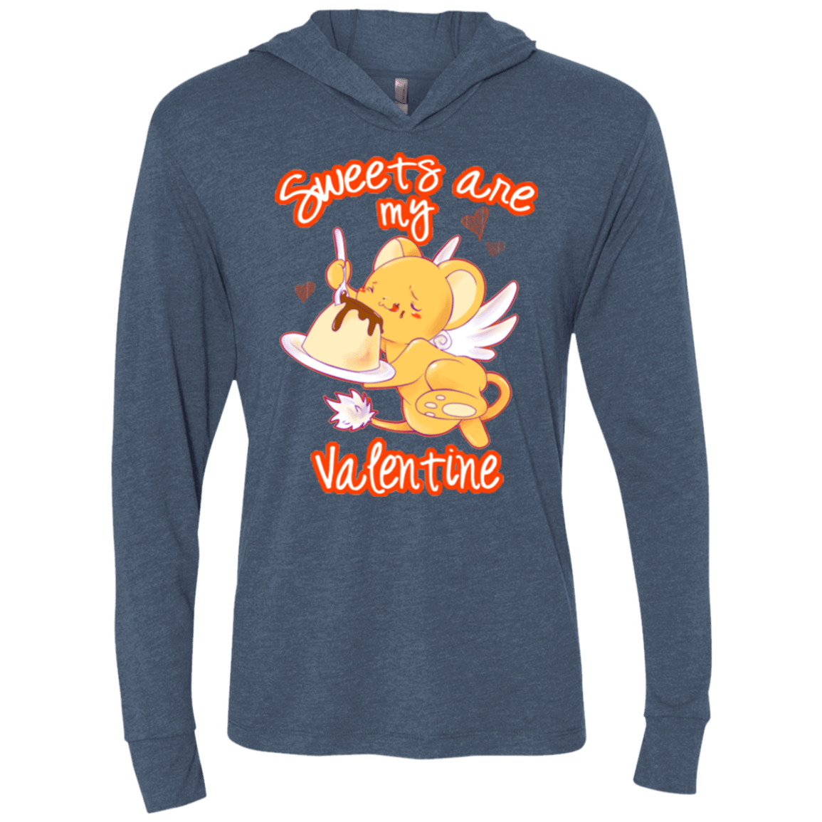 T-Shirts Indigo / X-Small Sweets are my Valentine Triblend Long Sleeve Hoodie Tee