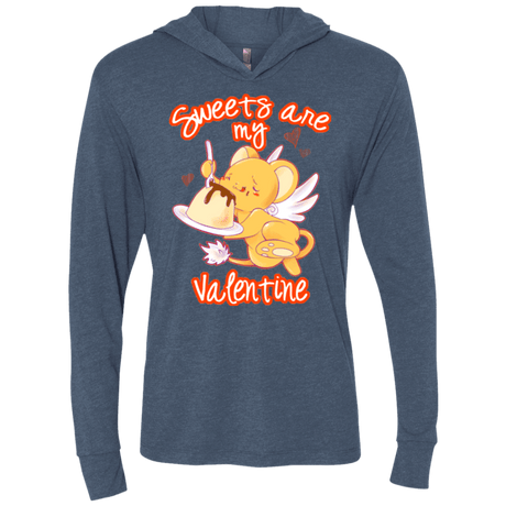 T-Shirts Indigo / X-Small Sweets are my Valentine Triblend Long Sleeve Hoodie Tee