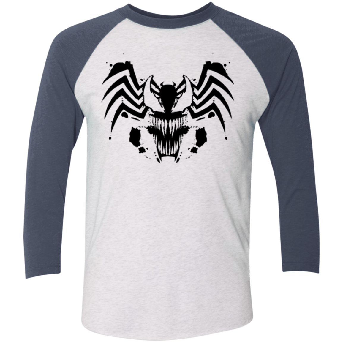 T-Shirts Heather White/Indigo / X-Small Symbiote Rorschach Men's Triblend 3/4 Sleeve