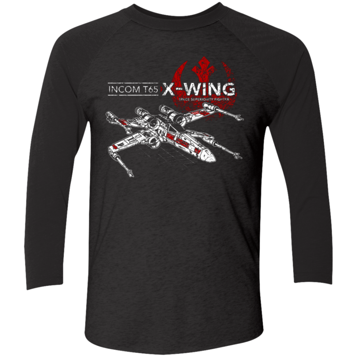 T-Shirts Vintage Black/Vintage Black / X-Small T-65 X-Wing Men's Triblend 3/4 Sleeve