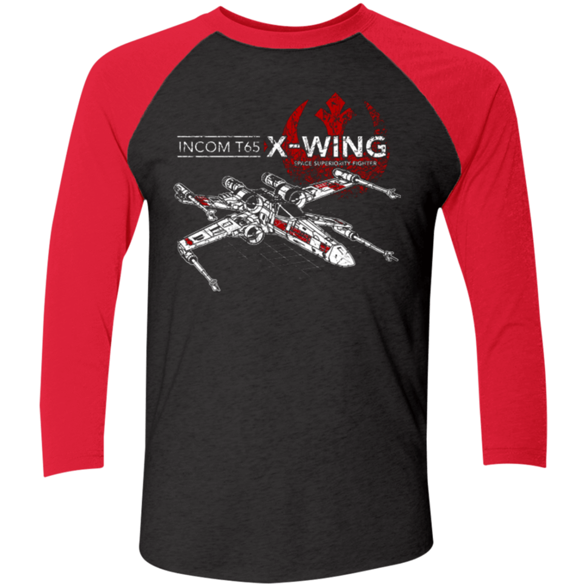 T-Shirts Vintage Black/Vintage Red / X-Small T-65 X-Wing Men's Triblend 3/4 Sleeve