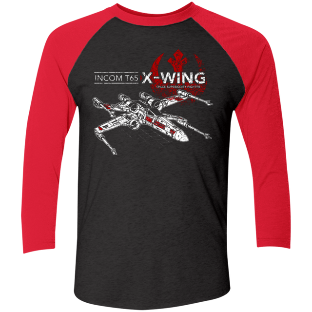 T-Shirts Vintage Black/Vintage Red / X-Small T-65 X-Wing Men's Triblend 3/4 Sleeve