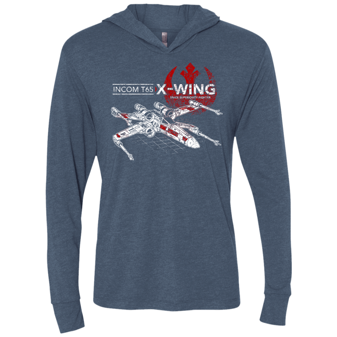 T-Shirts Indigo / X-Small T-65 X-Wing Triblend Long Sleeve Hoodie Tee