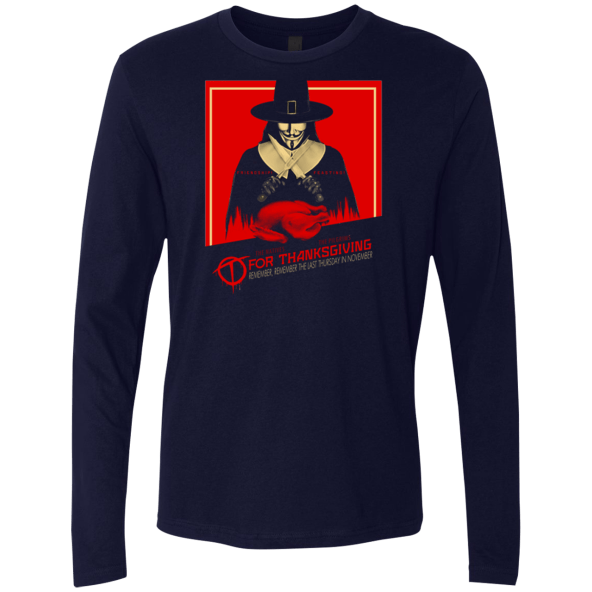 T-Shirts Midnight Navy / Small T for Thanksgiving Men's Premium Long Sleeve