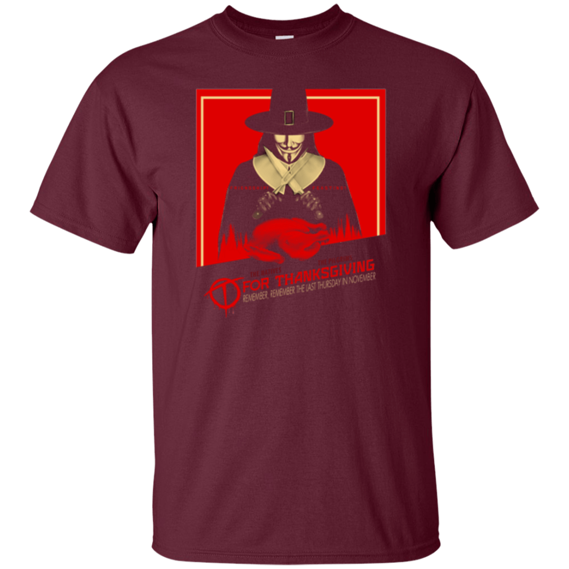 T-Shirts Maroon / Small T for Thanksgiving T-Shirt