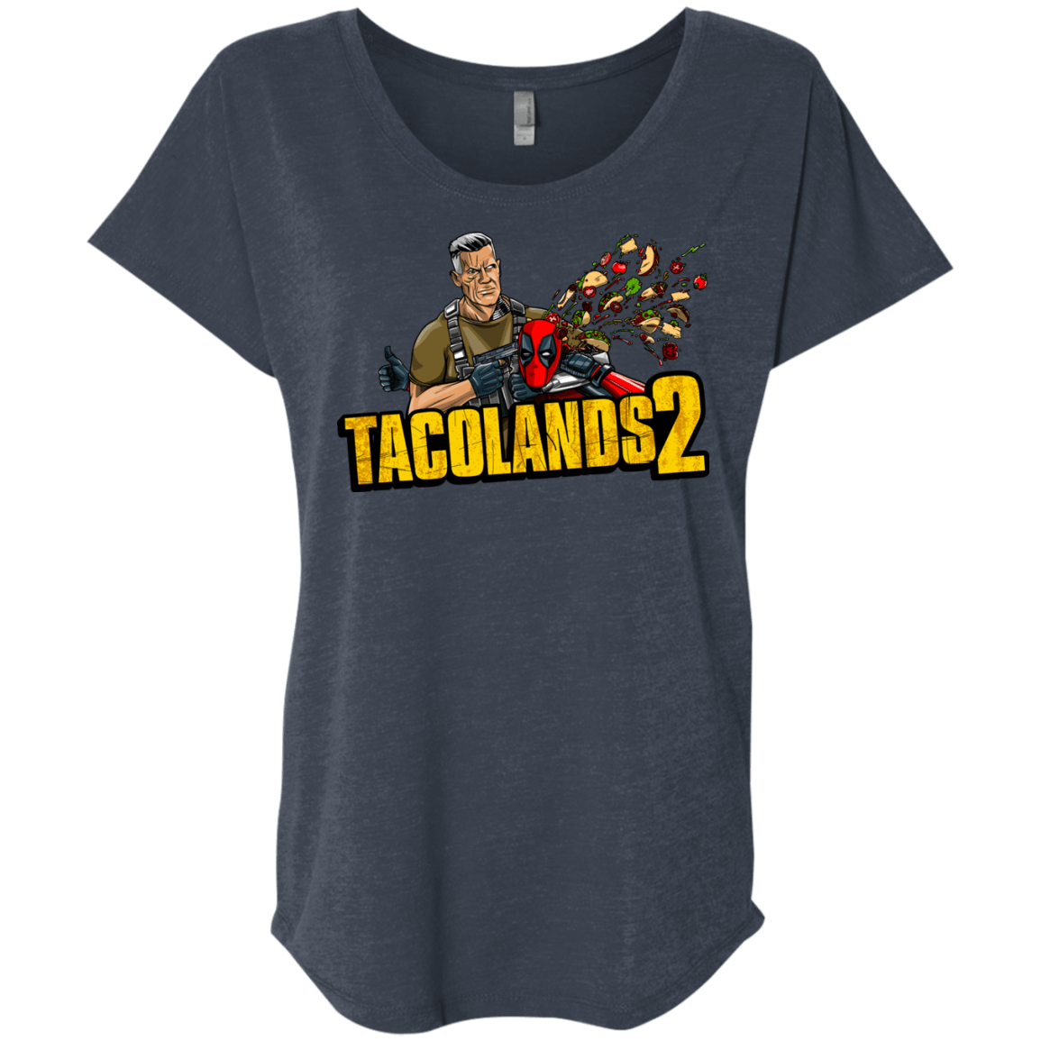 T-Shirts Vintage Navy / X-Small TACOLANDS 2 Triblend Dolman Sleeve