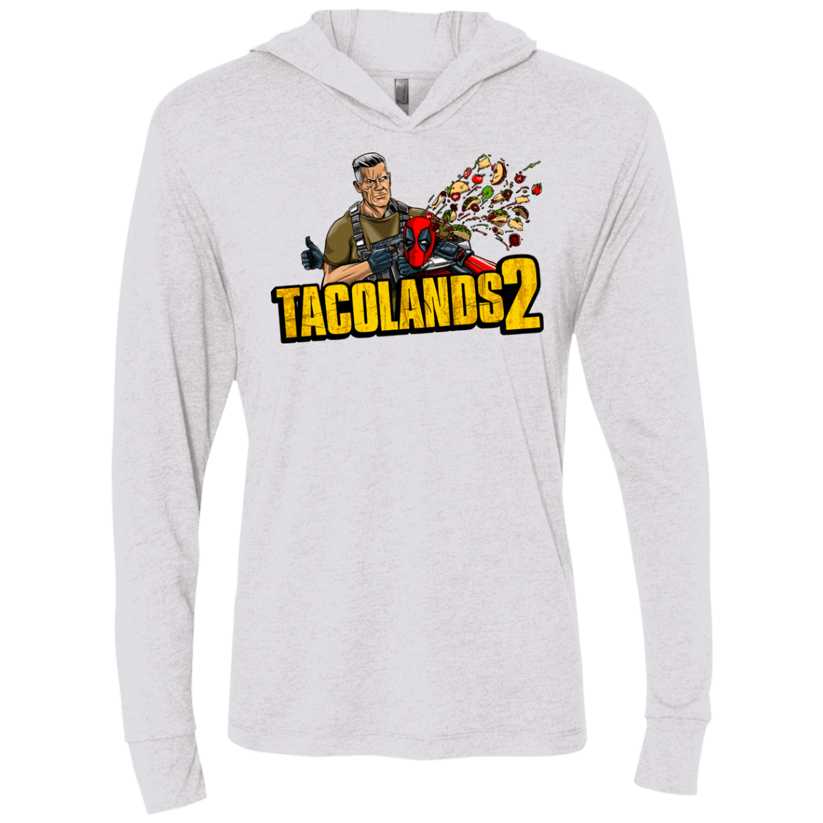 T-Shirts Heather White / X-Small TACOLANDS 2 Triblend Long Sleeve Hoodie Tee