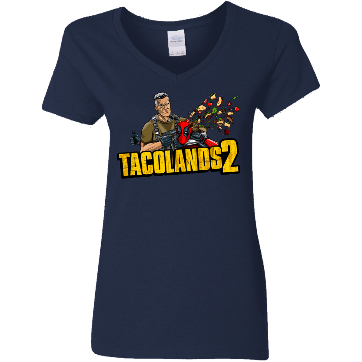 T-Shirts Navy / S TACOLANDS 2 Women's V-Neck T-Shirt