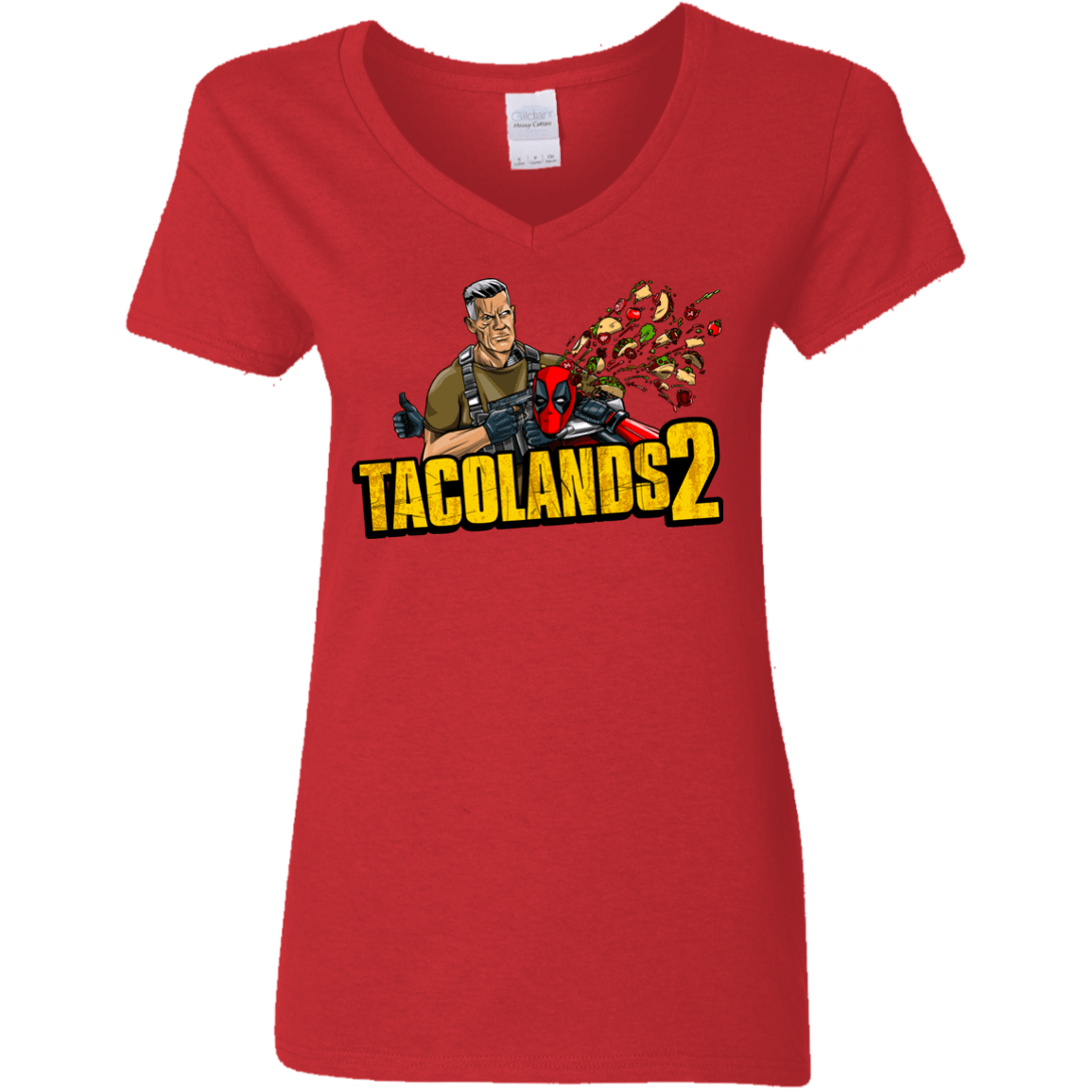 T-Shirts Red / S TACOLANDS 2 Women's V-Neck T-Shirt