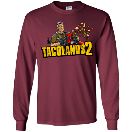 T-Shirts Maroon / YS TACOLANDS 2 Youth Long Sleeve T-Shirt