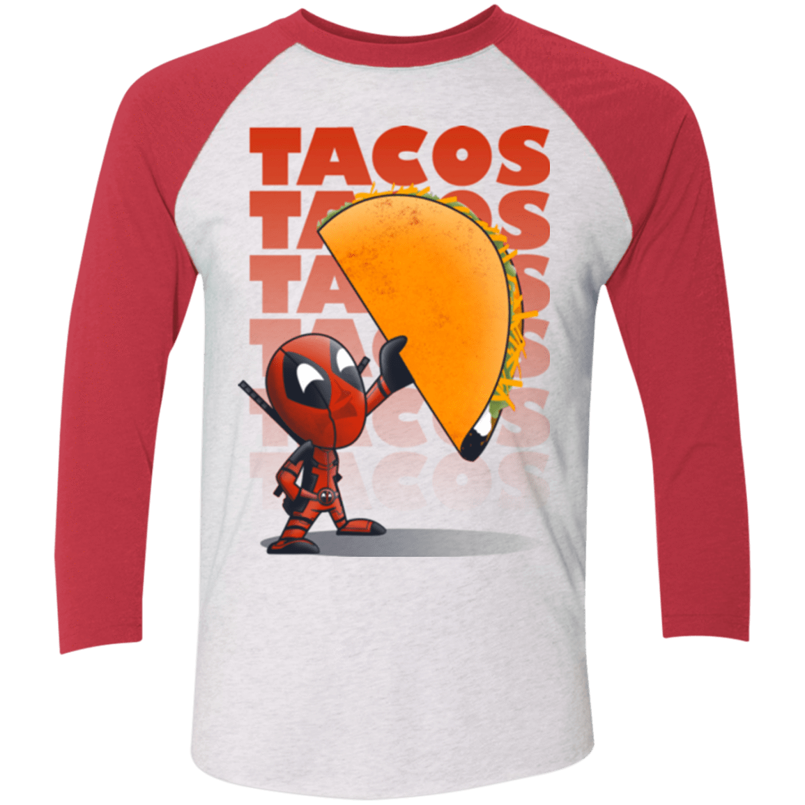 T-Shirts Heather White/Vintage Red / X-Small Tacos Triblend 3/4 Sleeve
