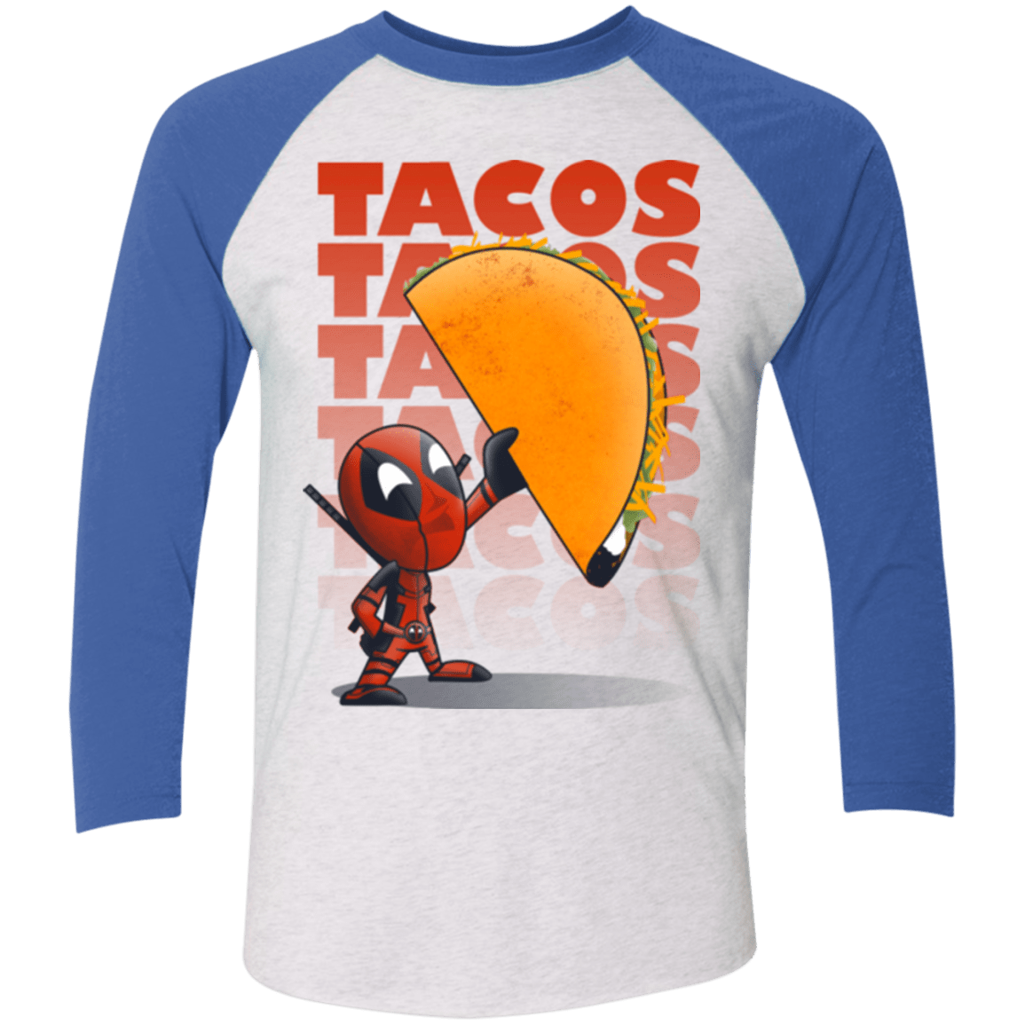 T-Shirts Heather White/Vintage Royal / X-Small Tacos Triblend 3/4 Sleeve