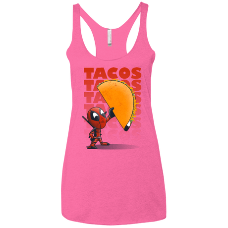 T-Shirts Vintage Pink / X-Small Tacos Women's Triblend Racerback Tank