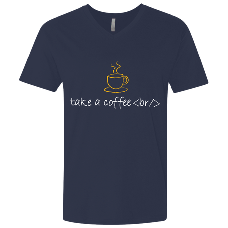 T-Shirts Midnight Navy / X-Small Take A Coffee Break Men's Premium V-Neck