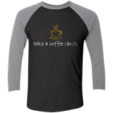 T-Shirts Vintage Black/Premium Heather / X-Small Take A Coffee Break Men's Triblend 3/4 Sleeve