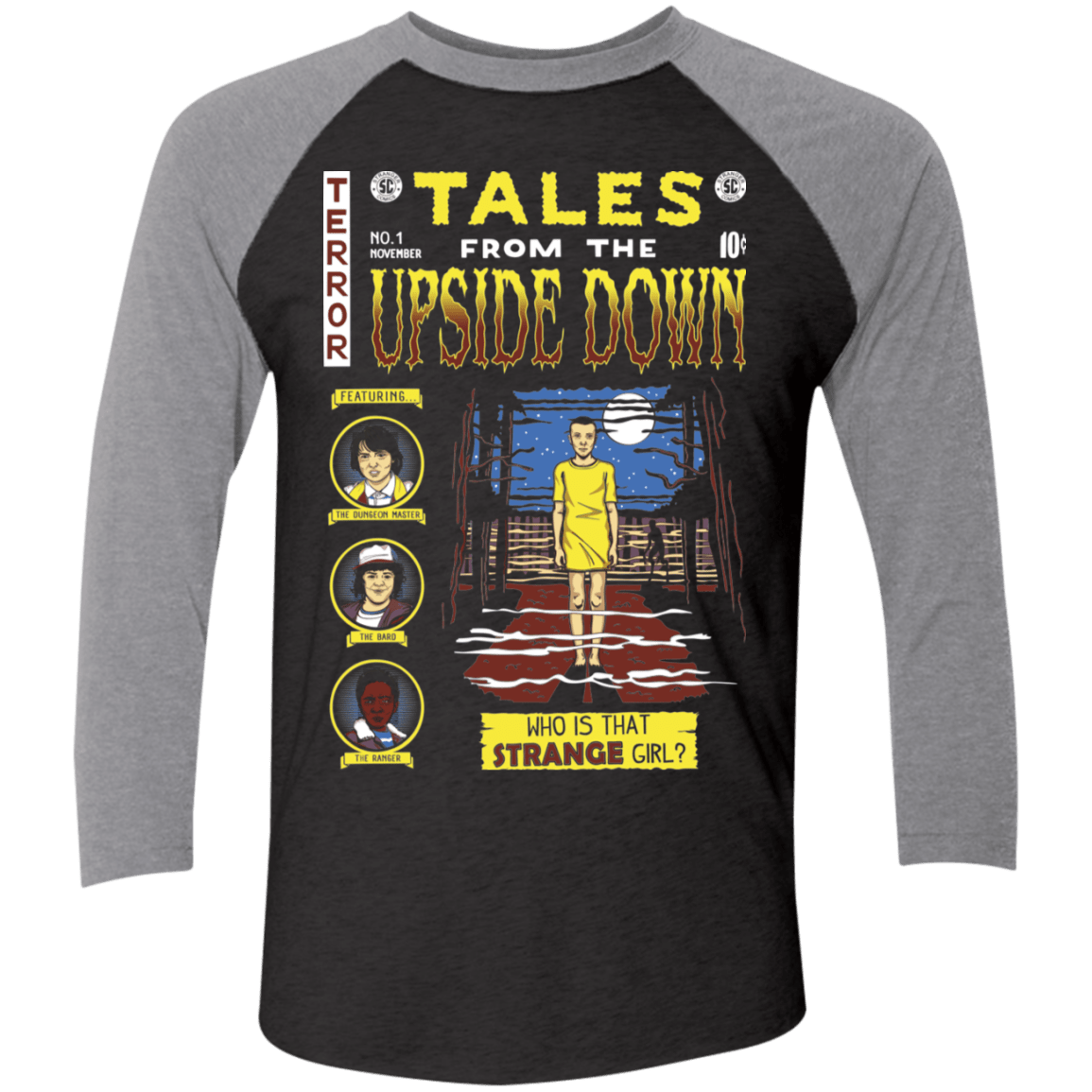 T-Shirts Vintage Black/Premium Heather / X-Small Tales from the Upside Down Men's Triblend 3/4 Sleeve