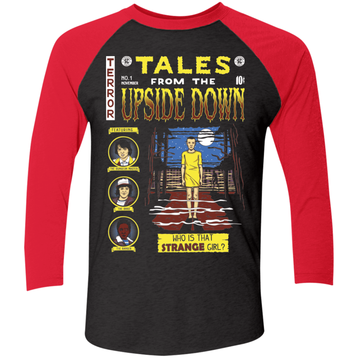 T-Shirts Vintage Black/Vintage Red / X-Small Tales from the Upside Down Men's Triblend 3/4 Sleeve
