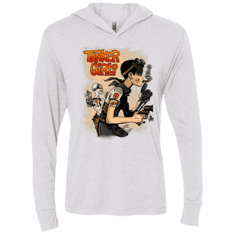 T-Shirts Heather White / X-Small Tanker Girl Triblend Long Sleeve Hoodie Tee
