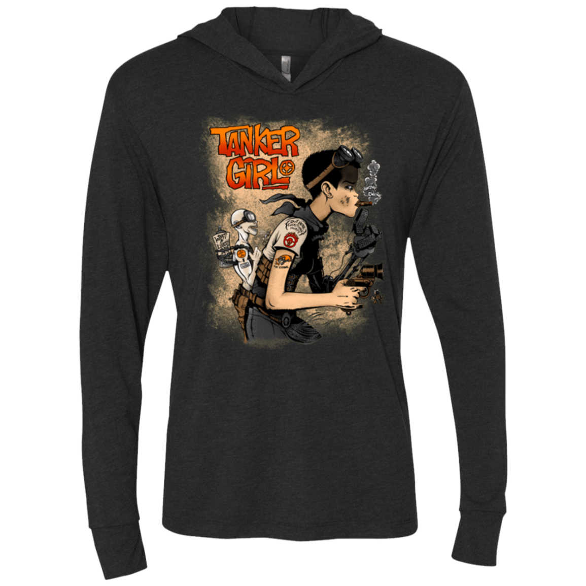 T-Shirts Vintage Black / X-Small Tanker Girl Triblend Long Sleeve Hoodie Tee