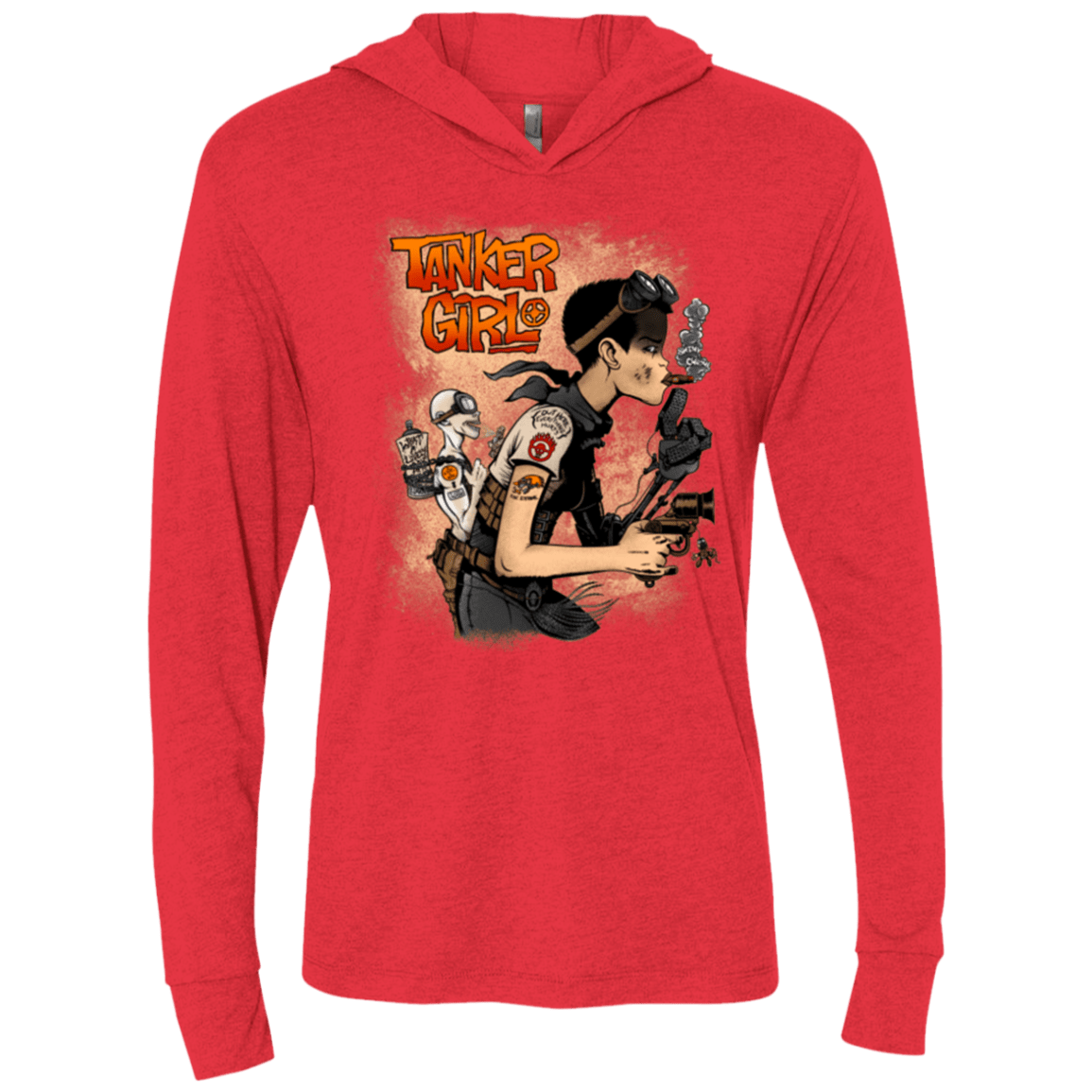 T-Shirts Vintage Red / X-Small Tanker Girl Triblend Long Sleeve Hoodie Tee