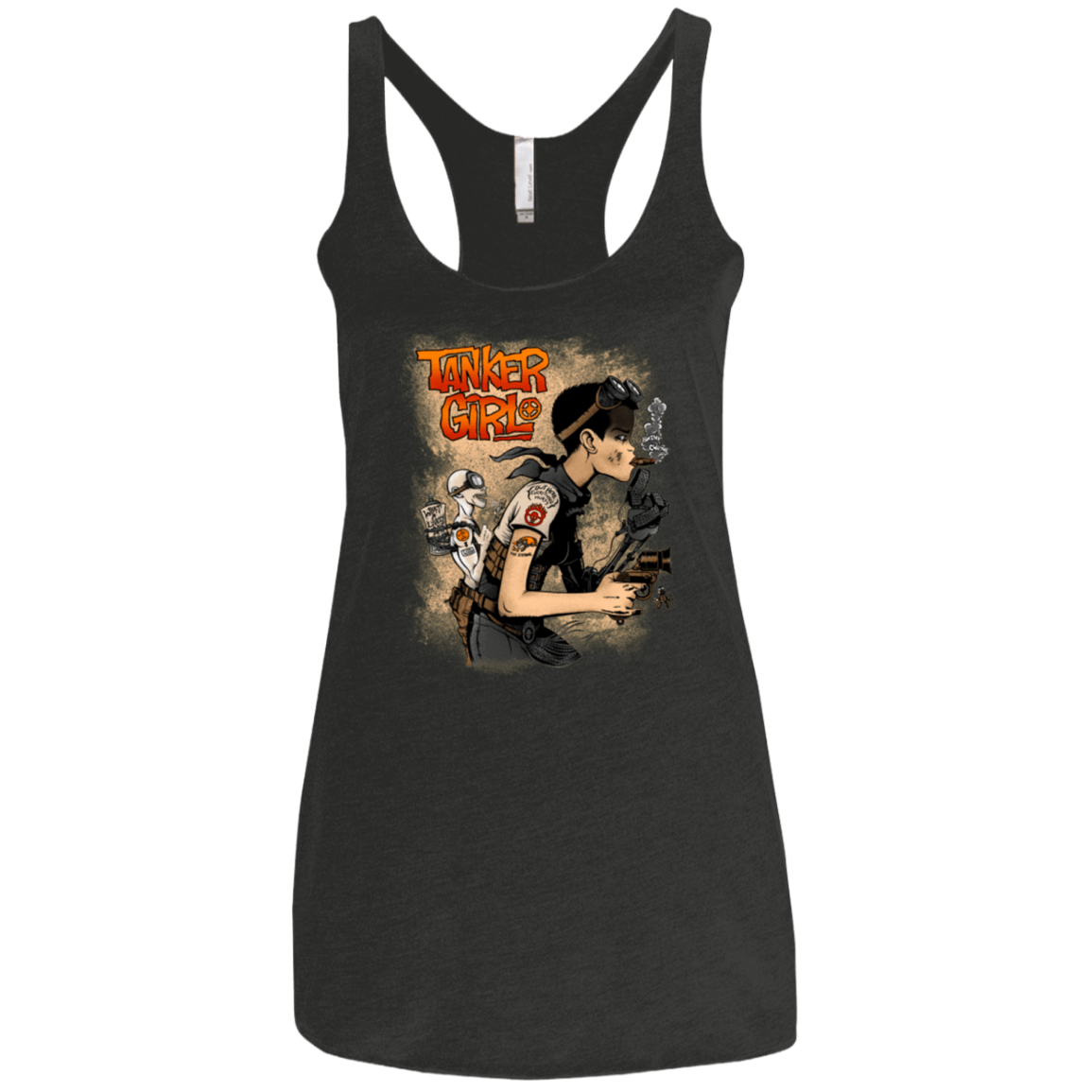 T-Shirts Vintage Black / X-Small Tanker Girl Women's Triblend Racerback Tank