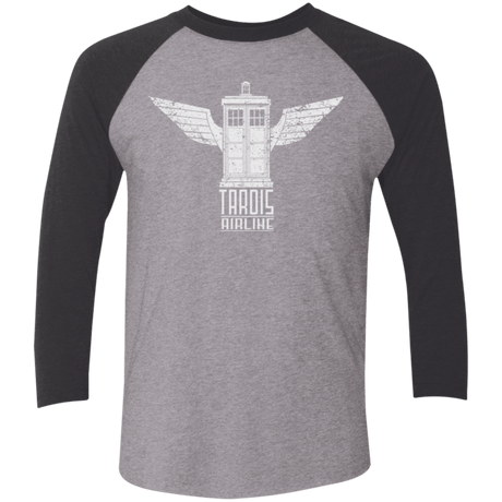 T-Shirts Premium Heather/ Vintage Black / X-Small Tardis Airline Men's Triblend 3/4 Sleeve